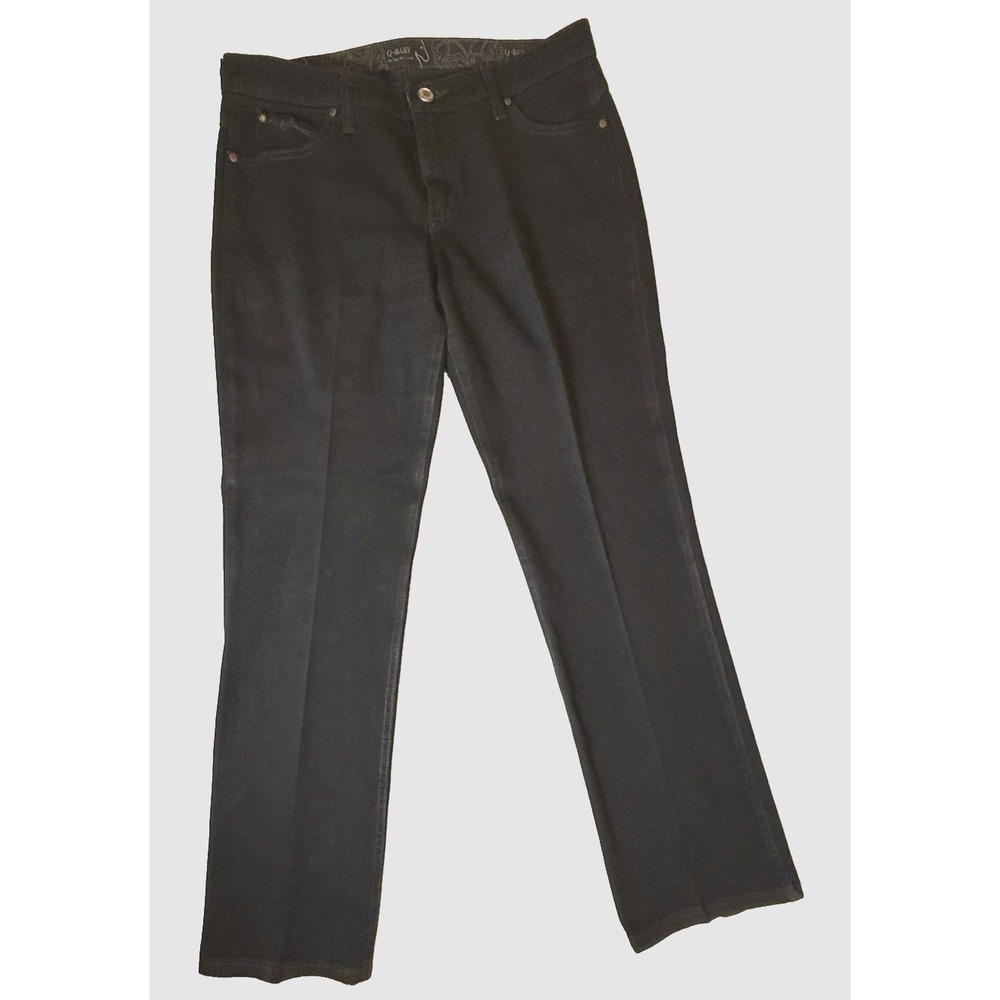 Q-Baby Wrangler 11/12 x34 No Gap Waistband Boot Cut Black Denim Womens Jeans-585